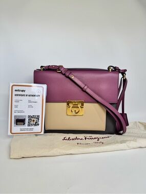 Authentic Salvatore Ferragamo Color Block Shoulder Bag